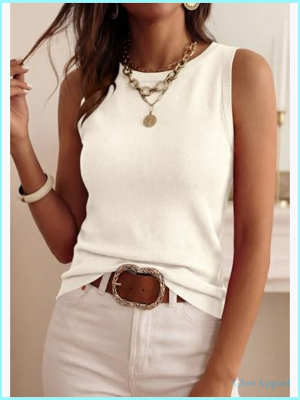 Sleeveless Ribbed Tank Top Business Casual Work Shirt Lightweight Stretch Fabric - Picture 4 of 7